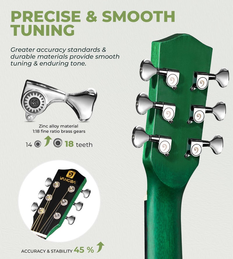 Vangoa 3/4 Acoustic Guitar Kit, 36 Inch Acustica Guitarra Dreadnought Bundle for Beginner Adult Youth Travel With Steel String Spruce Wood Gig Bag Tuner Pickguard, Right Hand - Image 2